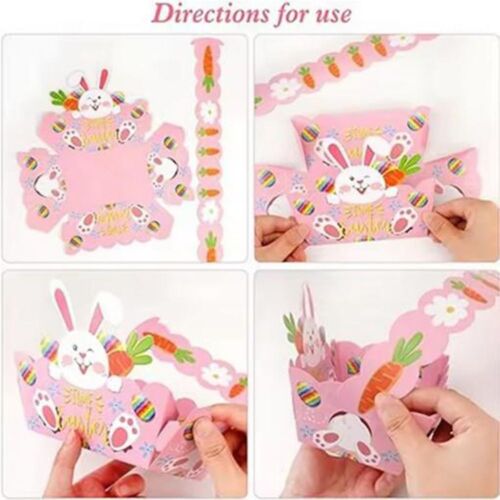 4Pcs Bunny/Chick Easter Paper Baskets Bunny Egg Chicken Boxes Children Crafts - Picture 9 of 12