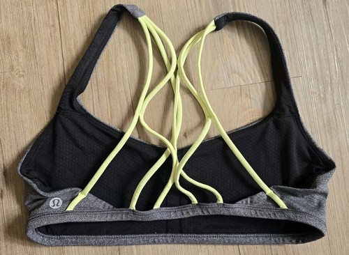 lululemon Free To Be Sports Bra 8 Grey/Yellow EUC - Picture 3 of 6