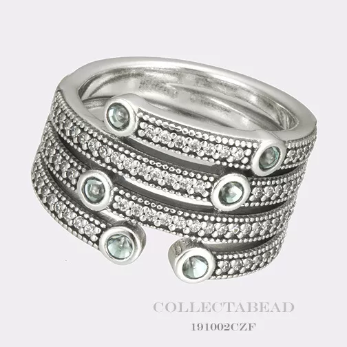 Authentic Pandora Sterling Silver Shimmering Ocean Ring 191002CZF 52 6
