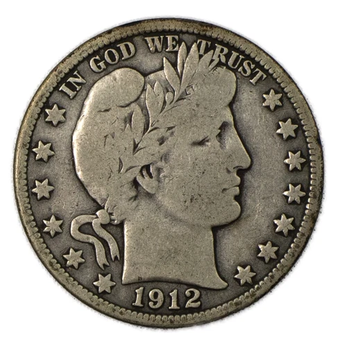 1912-P Very Good VG+ Liberty Barber Silver Half Dollar 50c Philadelphia