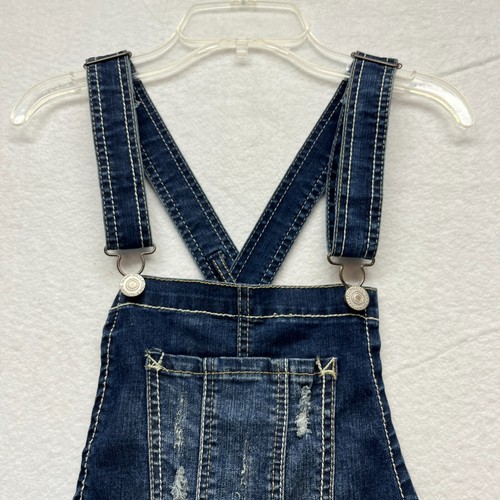Wallflower Overall Denim Shorts Juniors M - Dark Wash Stretch Denim - Picture 2 of 12