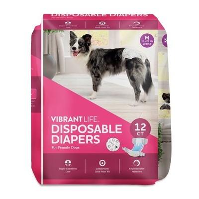 Disposable Dog Diapers for Female Dogs, M, 12 Count