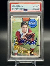 Johnny Bench HOF Signed Autograph 1969 Topps Rookie Cup Card # 95 PSA 6 10 Auto