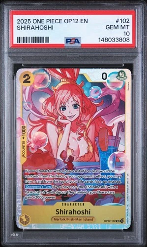 2025 ONE PIECE OP12-LEGACY OF THE MASTER #102 SHIRAHOSHI PSA 10
