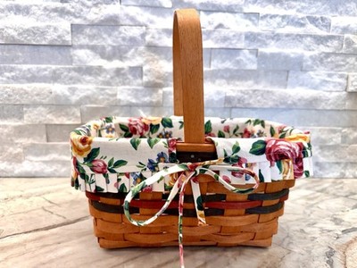 WOW!  Longaberger 1991 Easter Basket! Mauve & Teal Weave. Liner. EUC! ''Spring''