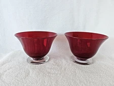 Vintage Morgantown Ruby Red Dessert Bowls Dishes - Set of 2