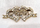 Lovely Vintage Fully Hallmarked 925 Silver Gilt “MOTHER” Brooch/Pin twin hearts