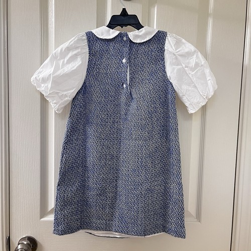 Janie and Jack Egyptian Blue Boucle Bubble Sleeve Dress Collared Girls Size 7 - Picture 10 of 16