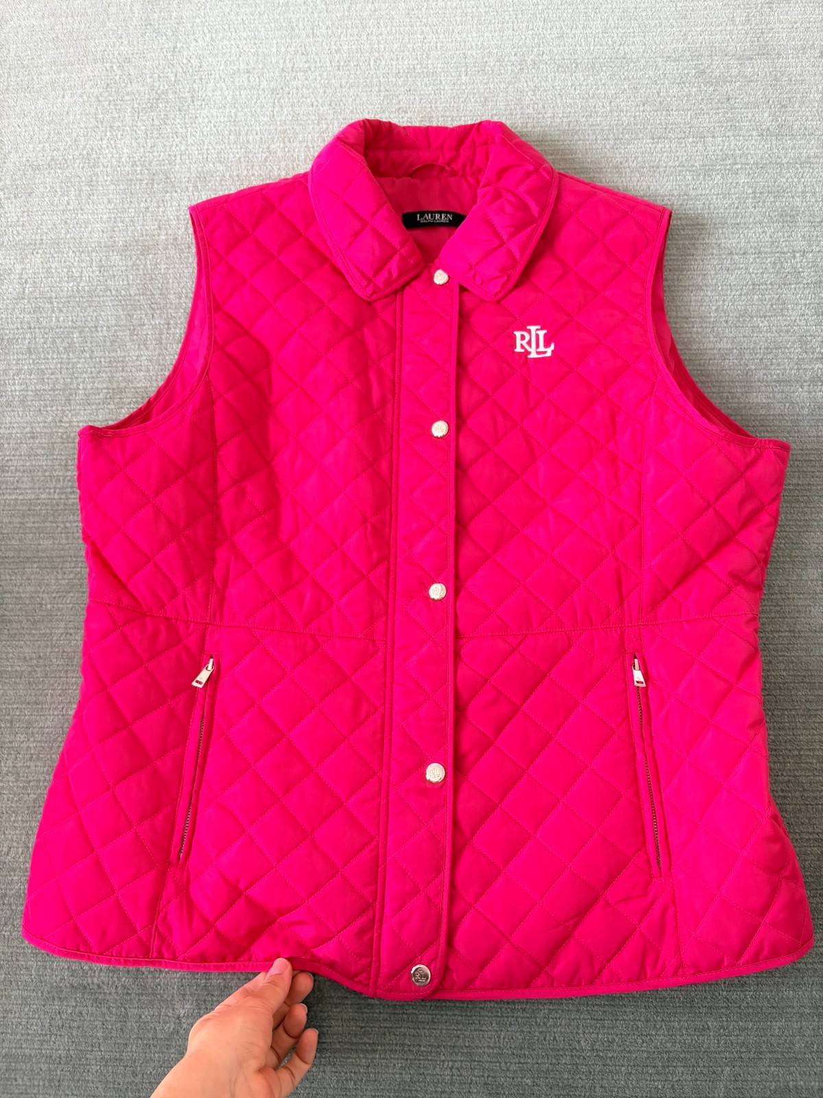 Lauren Ralph Lauren Quilted Vest Women XXL Hot Pink Outdoor Classic Logo