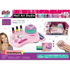 Kids Nail Art Studio Set with Nail Dryer Nail Design Kit Role Play Toy Gift