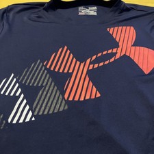 Under Armour Shirt Youth Heat Gear Blue Orange YLG Tee T-shirt