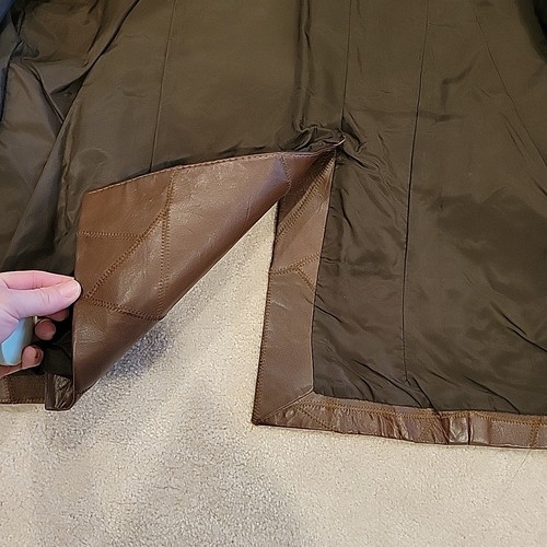 Giacca patchwork pelle vintage anni 60-70 uomo 42 Woodstock patch tasca marrone - Foto 9 di 24