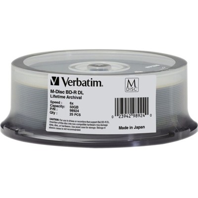 Verbatim - 98924 - Verbatim M DISC BD-R DL - 8x - 50 GB - 25 Pack Spindle -