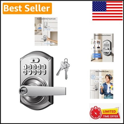 Durable Satin Nickel Keypad Lock with Break-In Detection & Anti-Peeping Feature