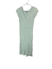 Guess Dress Womens Large Green Ribbed Knit Sweater Bodycon Midi V Neck Slit