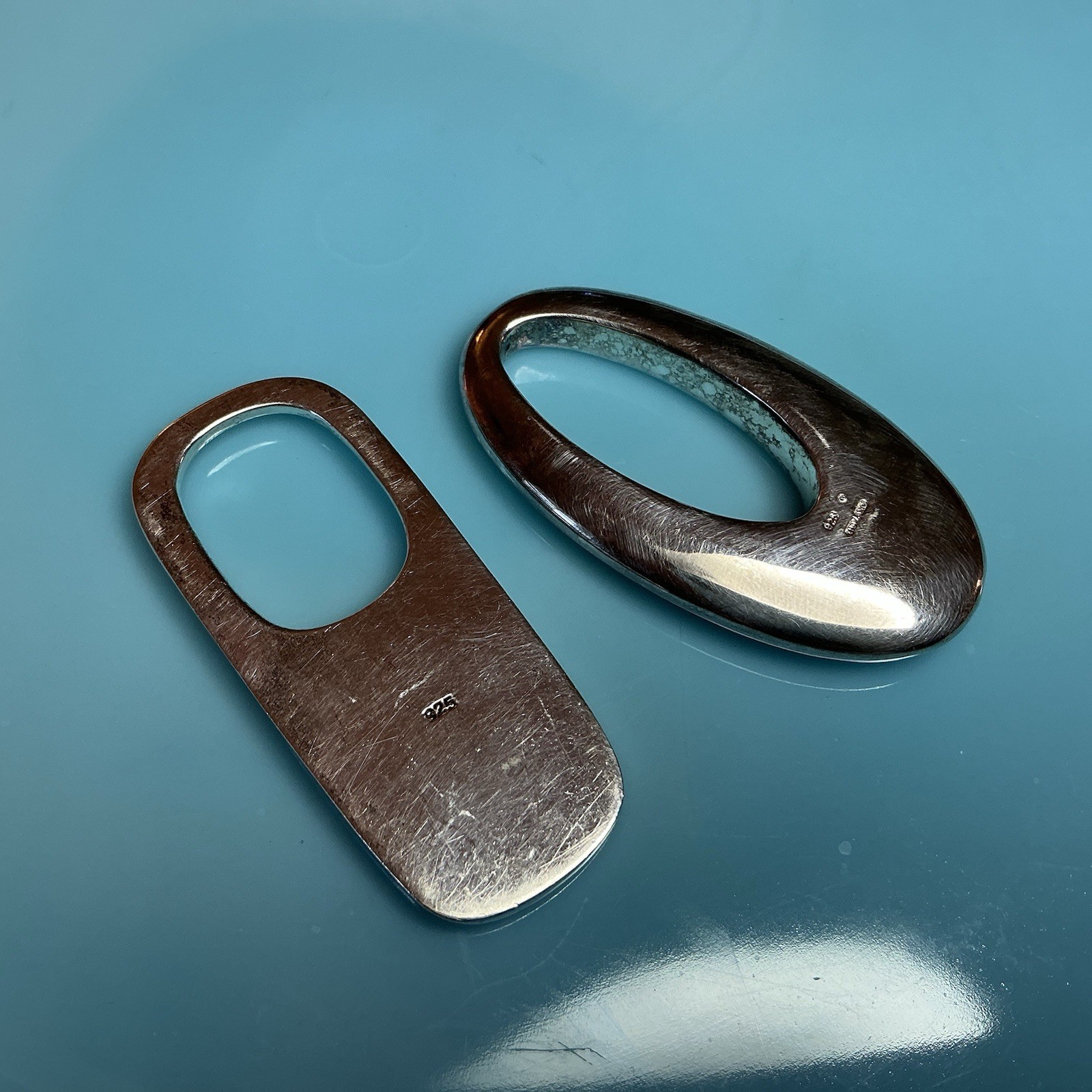 2 Vintage Large Solid Sterling Silver Pendant Mod… - image 5