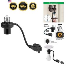 3 in 1 Light Socket Outlet Adapter, Support 3 Prong Light Bulb Socket, E26/E2...