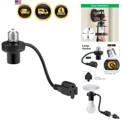 3 in 1 Light Socket Outlet Adapter, Support 3 Prong Light Bulb Socket, E26/E2...