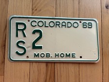 1969 Colorado Mobile Home License Plate - Low Number 2