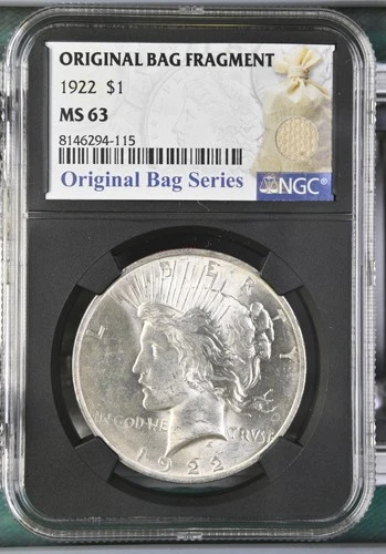 1922 Peace Silver Dollar Original Bag Series - NGC MS63