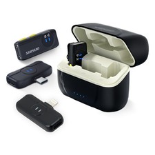 3-in-1 Wireless Lavalier Mic with 2 Receivers  2 Mics, Lightning/USB-C/USB-A...