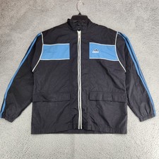 Vintage 90's Adidas Windbreaker Track Jacket Mens L Black 3 Stripe Full-Zip
