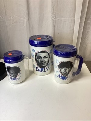 Three Stooges Aladdin USA Made Drink Tumblers set of 3 1993 Sealed Clark