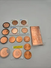 15 pc Lot - Total Weight 2 lbs. - MIXED .999 FINE COPPER ROUNDS & BAR