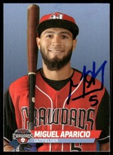 2019 Hickory Crawdads MIGUEL APARICIO Signed Card autograph auto RANGERS