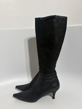 Vtg Prada Black Leather Lace-Up Boots 35.5