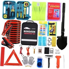 Roadside Emergency Car Kit-Safety Car Kit Car Emergency Kit with Jumper Black