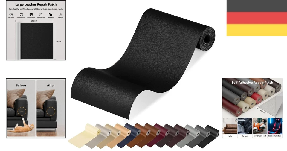 Hochwertiger Schwarzer Patch Selbstklebend 40x200cm für Möbel und Autos - Bild 2 von 4
