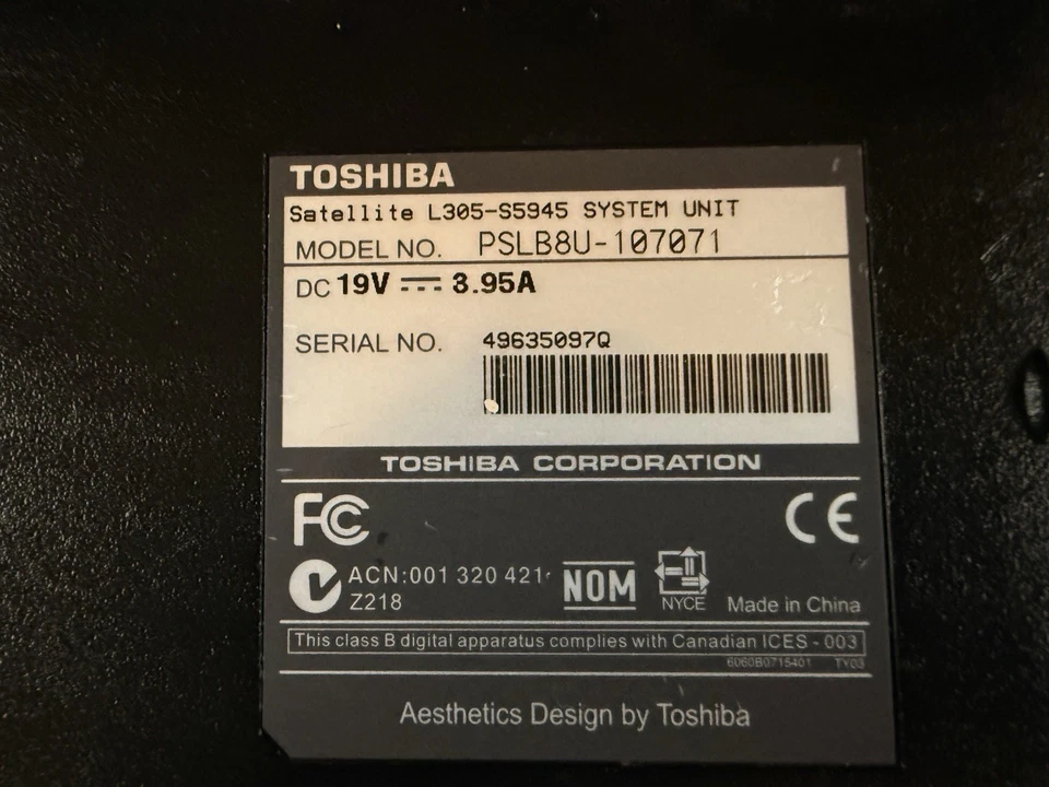 TOSHIBA SATELLITE L305 - FOR PARTS ONLY - Image 4 of 4