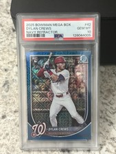 Dylan Crews 2025 Bowman Mega Box Chrome #42 Navy Refractor  /175 RC Pop 2 PSA 10