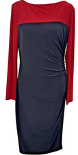 Lauren Ralph Lauren Dress Womens Size 10Maroon Black Sheath Ruched Lined Stretch