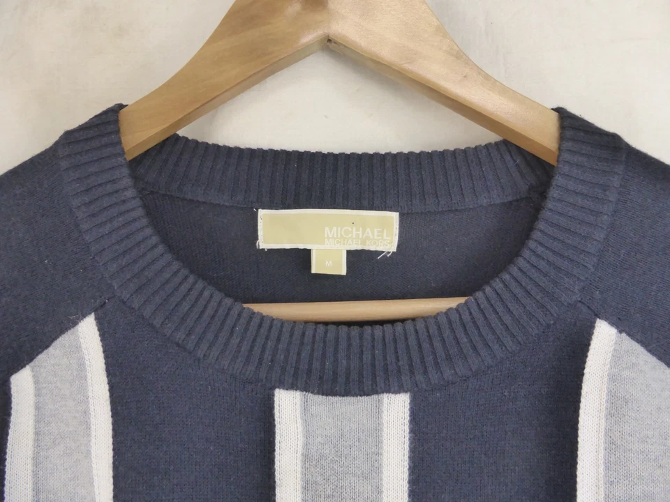 Suéter Michael Kors Rayas Manga Corta Azul Marino Gris Mujer Talla M Foto 4 de 4