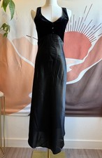 Vtg 80s California Dynasty Satin Nightgown Slip Dress Fairy Velvet Size S