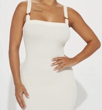 Fashion Nova Tay Knit Midi Dress - Cream Size S