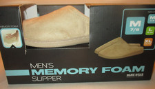 New Mens Memory Foam Tan M 7-8 Cushion Insole Durable Outsole Mule Slippers