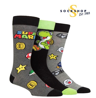 Super Mario Socken Herren Damen & Kinder Feinde Power Ups & Yoshi 3 Paar SOCKSHOP