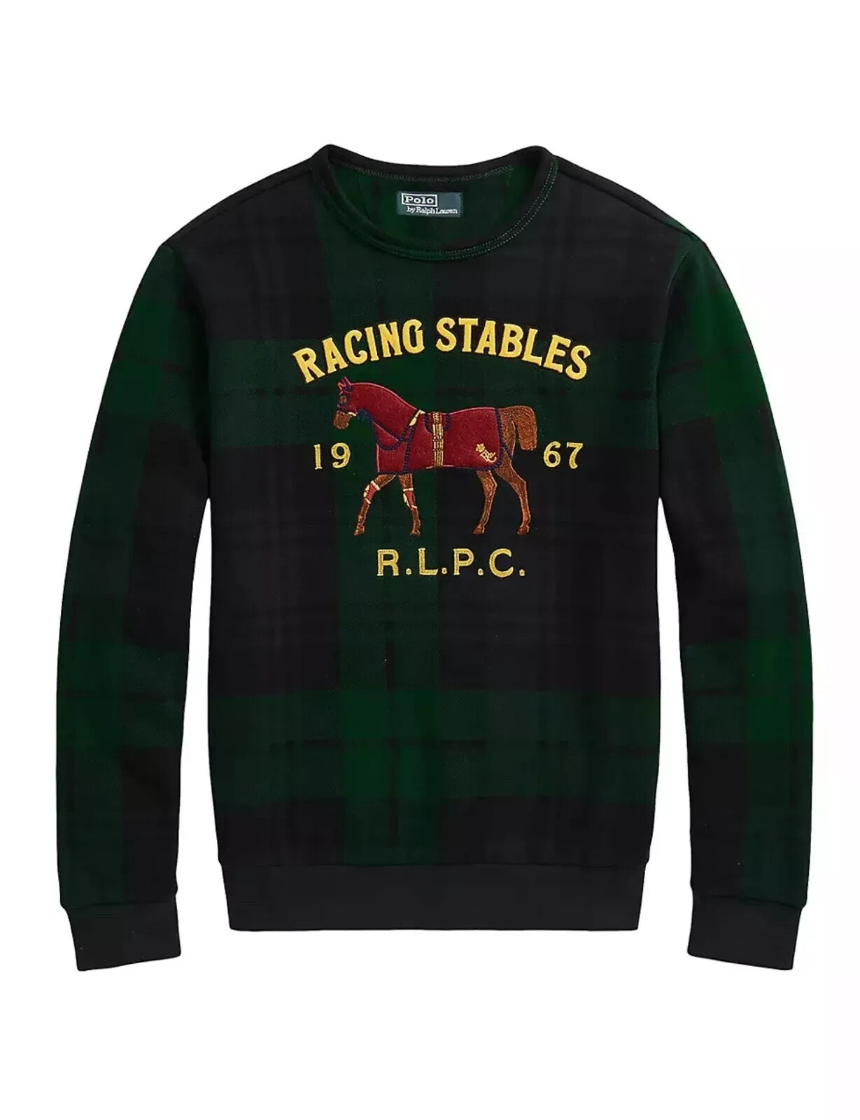 Polo Ralph Lauren Orso Big Pony Nero Orologio Tartan Racing Scuderie Felpa XL
