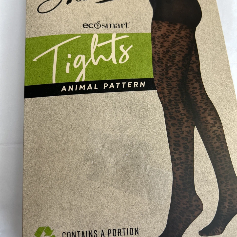 NEW!Hanes Eco Smart Tights~Size Large ~Black~25 Denier Appearance~ Animal Print - Image 4 of 4