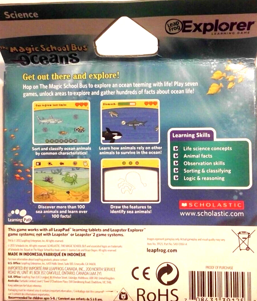 LeapFrog Explorer Learning Game Magic School Bus Oceans Ages 5-8 Years K-2nd  - Image 2 of 2