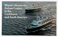 1977 Monarch Cruises Cruise Ships Sun Star Miami Caribbean Vintage Postcard 