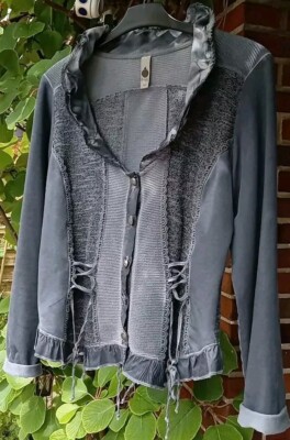Tredy Strickjacke Damen Größe 42, Jeansblau, mit Kragen