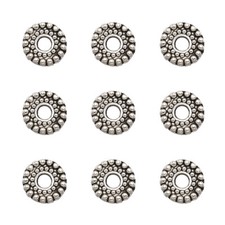 100pcs Flat Round Antique Silver Tibetan Style Alloy Bead Spacers Jewelry Making