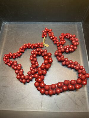 Vintage Miriam Haskell Cranberry 3D Bead  Necklace Gorgeous. Patient 3427891