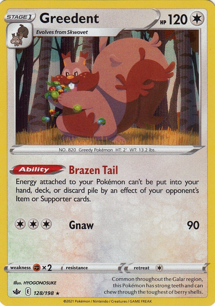 Greedent Holo Rare - 128/198 - Chilling Reign Pokemon 2021