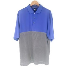 FootJoy FJ Performance Golf Polo Shirt Mens Size XL Blue Black Two-Tone Striped
