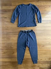 Boys COLDPRUF Blue Long Sleeve Base Layer Top Shirt and Bottoms Size Small